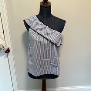 J crew factory striped one shoulder top size 2